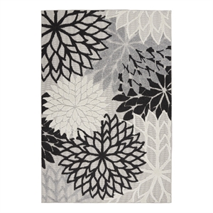 Pemberly Row 42&quot x 66&quot Fabric Indoor/Outdoor Rug in Black/White Finish