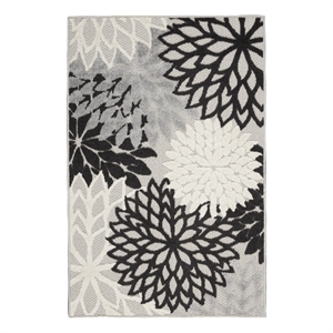 Pemberly Row 32&quot x 48&quot Fabric Indoor/Outdoor Rug in Black/White Finish