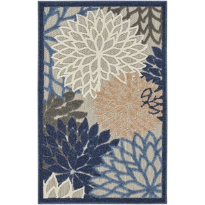 Pemberly Row 2'8&quot x 4' Blue/Multicolor Outdoor Indoor/Outdoor Rug
