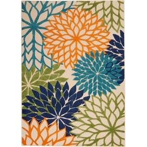 Pemberly Row 3'6&quot x 5'6&quot Multi-Color Indoor/Outdoor Fabric Tropical Rug