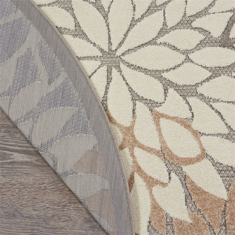 Pemberly Row Contemporary 4' x Round Natural Outdoor Indoor/Outdoor Rug