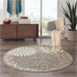 Pemberly Row Contemporary 4' x Round Natural Outdoor Indoor/Outdoor Rug