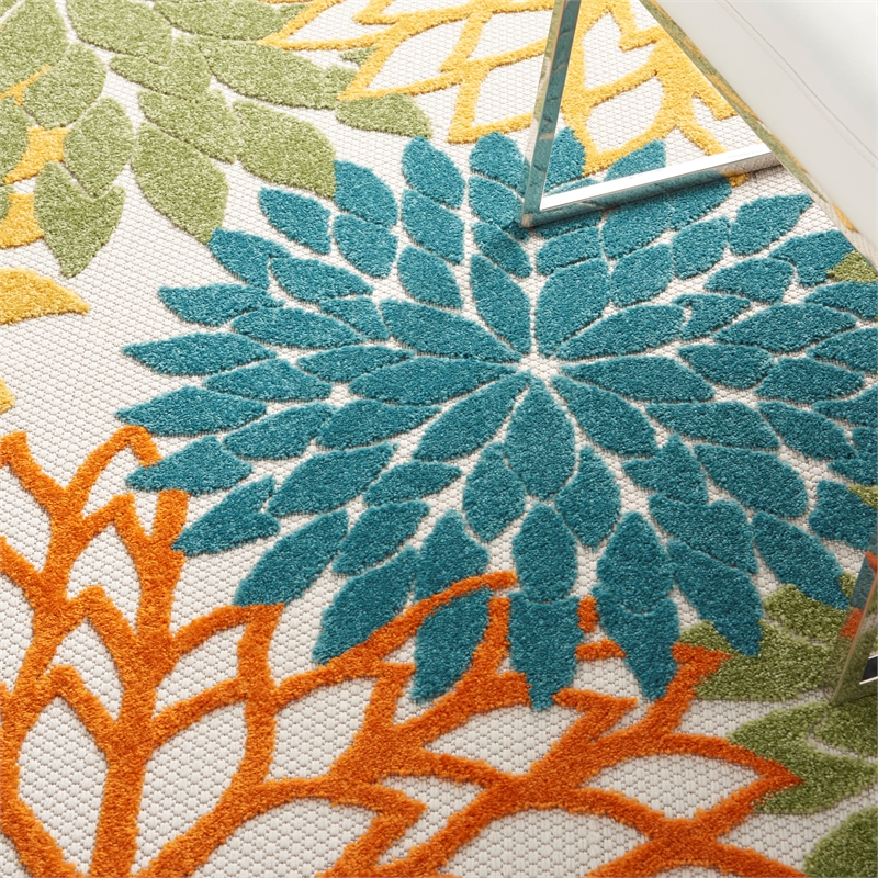 Pemberly Row 6' x 9' Turquoise Multicolor Outdoor Indoor/Outdoor Rug