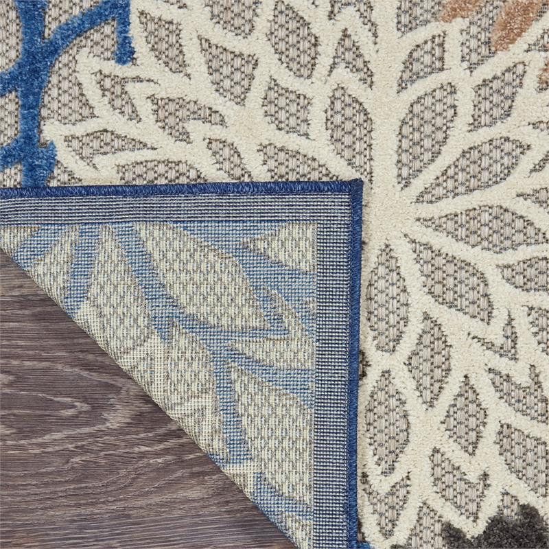 Pemberly Row 6' x 9' Fabric Indoor/Outdoor Rug in Blue/Multi-Color