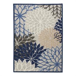 Pemberly Row 6' x 9' Fabric Indoor/Outdoor Rug in Blue/Multi-Color