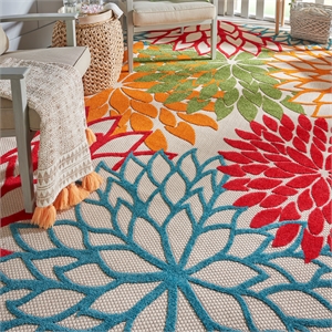Pemberly Row 94&quot x 126&quot Fabric Indoor/Outdoor Rug in Multi-Color
