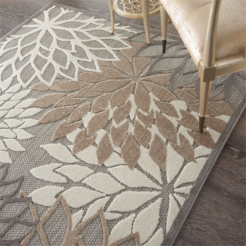 Pemberly Row Contemporary 6' x 9' Natural Outdoor Indoor/Outdoor Rug