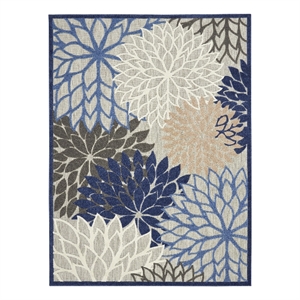Pemberly Row 9'6&quot x 13' Fabric Indoor/Outdoor Rug in Blue/Multi-Color