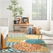 Pemberly Row 5' x 8' Fabric Indoor/Outdoor Rug in Turquoise Multicolor