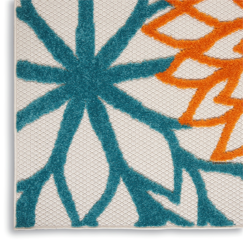 Pemberly Row 5' x 8' Fabric Indoor/Outdoor Rug in Turquoise Multicolor