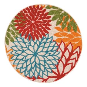Pemberly Row 63&quot Round Polypropylene Fabric Indoor/Outdoor Rug in Multi-Color