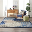 Pemberly Row 7' x 10' Fabric Indoor/Outdoor Rug in Blue/Multi-Color