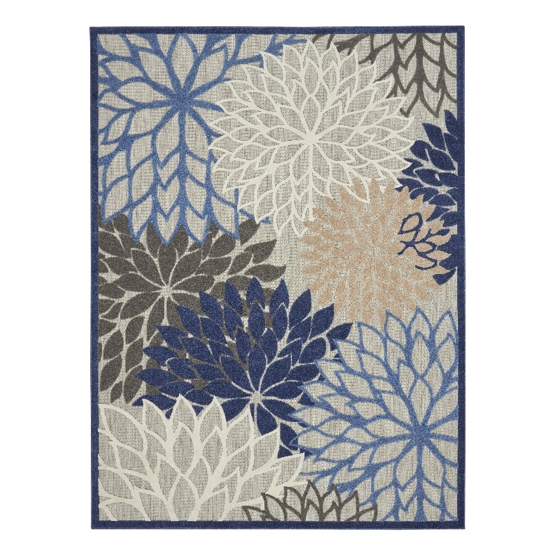 Pemberly Row 7' x 10' Fabric Indoor/Outdoor Rug in Blue/Multi-Color