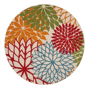 Pemberly Row 7' 10&quot Round Fabric Tropical Rug in Multi-Color