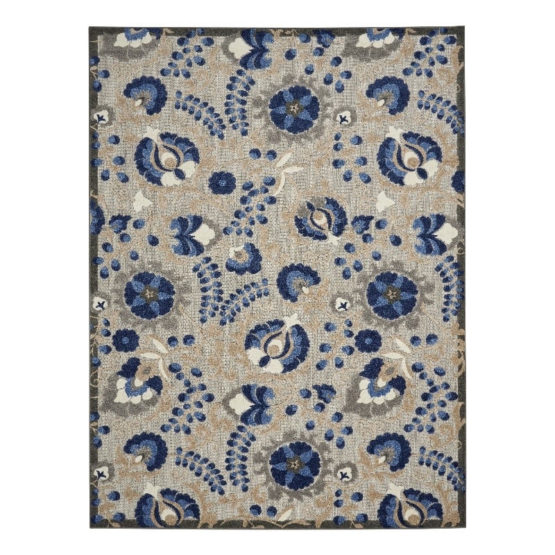 Pemberly Row 7' x 10' Natural/Blue Outdoor Indoor/Outdoor Rug Polypropylene