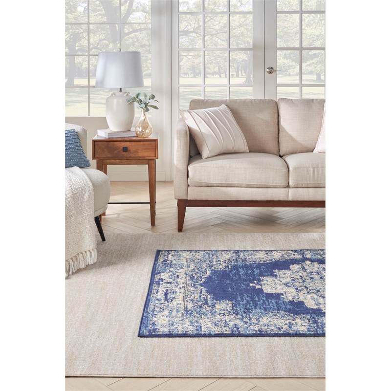 Pemberly Row Contemporary 6' x 9' Ivory Beige Fabric Outdoor Area Rug