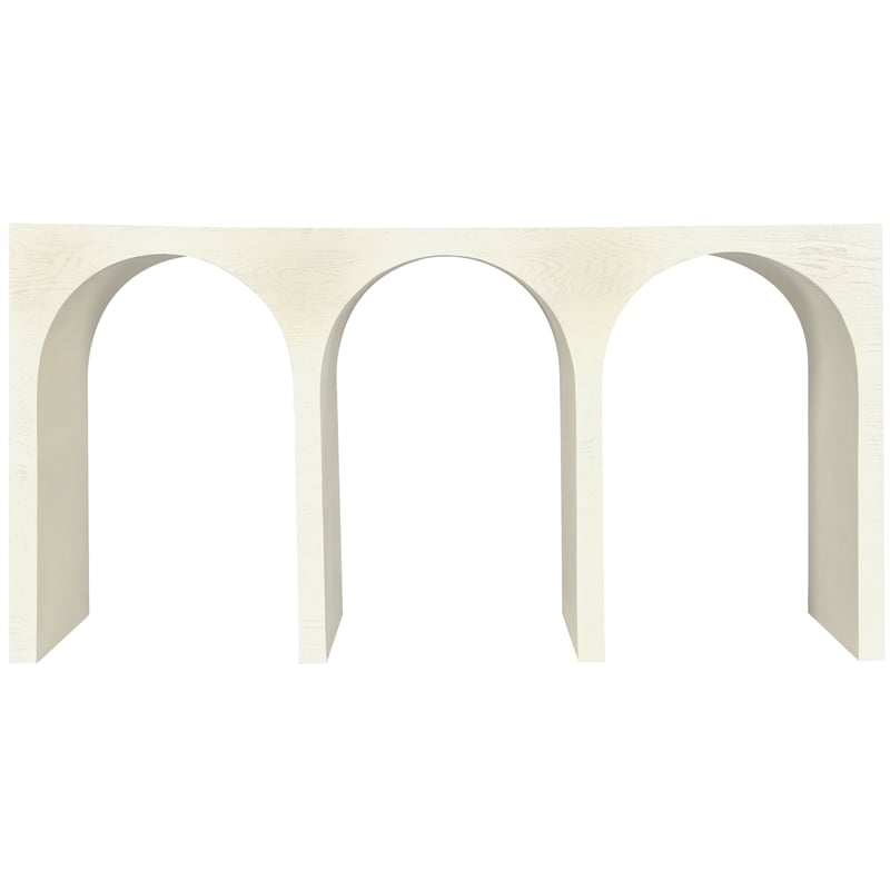 Pemberly Row Mid-Century Natural Wood Grain Cream Oak Console Table