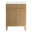 Pemberly Row Contemporary Wood Bathroom Vanity in Oak and White