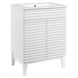 Pemberly Row Contemporary Wood Bathroom Vanity in White Finish