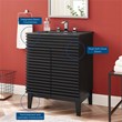 Pemberly Row Mid-Century Modern Wood Bathroom Vanity in Black