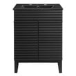Pemberly Row Mid-Century Modern Wood Bathroom Vanity in Black