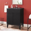 Pemberly Row Mid-Century Modern Wood Bathroom Vanity in Black