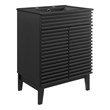 Pemberly Row Mid-Century Modern Wood Bathroom Vanity in Black