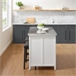 Pemberly Row 3-Piece Wood Kitchen Island with Saddle Stools in White