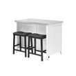 Pemberly Row 3-Piece Wood Kitchen Island with Saddle Stools in White