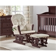 Pemberly Row Wood and Fabric Glider and Ottoman in Espresso and Beige