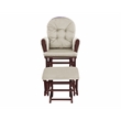 Pemberly Row Wood and Fabric Glider and Ottoman in Espresso and Beige