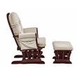 Pemberly Row Wood and Fabric Glider and Ottoman in Espresso and Beige
