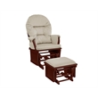 Pemberly Row Wood and Fabric Glider and Ottoman in White and Pink