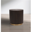 Pemberly Row Mid-Century Oak Wood End Table in Brown and Brushed Gold Base