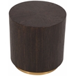 Pemberly Row Mid-Century Oak Wood End Table in Brown and Brushed Gold Base