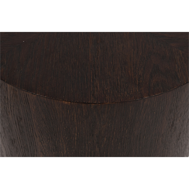 Pemberly Row Mid-Century Oak Wood End Table in Brown and Brushed Gold Base