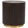 Pemberly Row Mid-Century Oak Wood End Table in Brown and Brushed Gold Base
