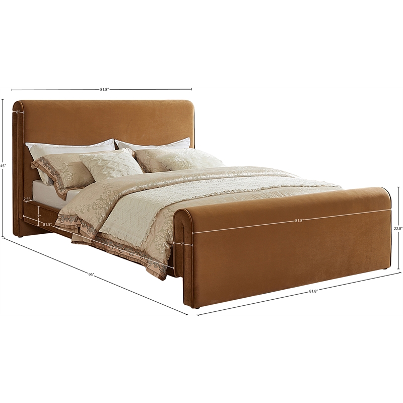 Pemberly Row Modern / Contemporary Fabric Saddle Velvet King Bed