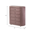 Pemberly Row 5 Drawers Velvet Upholstery Chest with Mirror Top in Pink