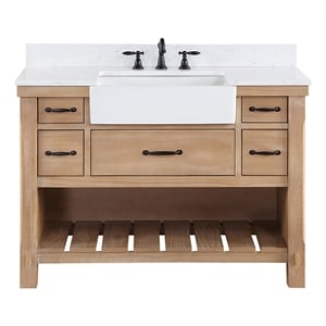 Pemberly Row 48&quot Single Bath Vanity in Weathered Pine Wood & White Basin