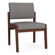 Pemberly Row Reception Waiting Armless Guest Chair / Walnut Wood / Light Gray
