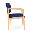 Pemberly Row Reception Waiting Oversize Guest Chair / Natural Wood / Blue