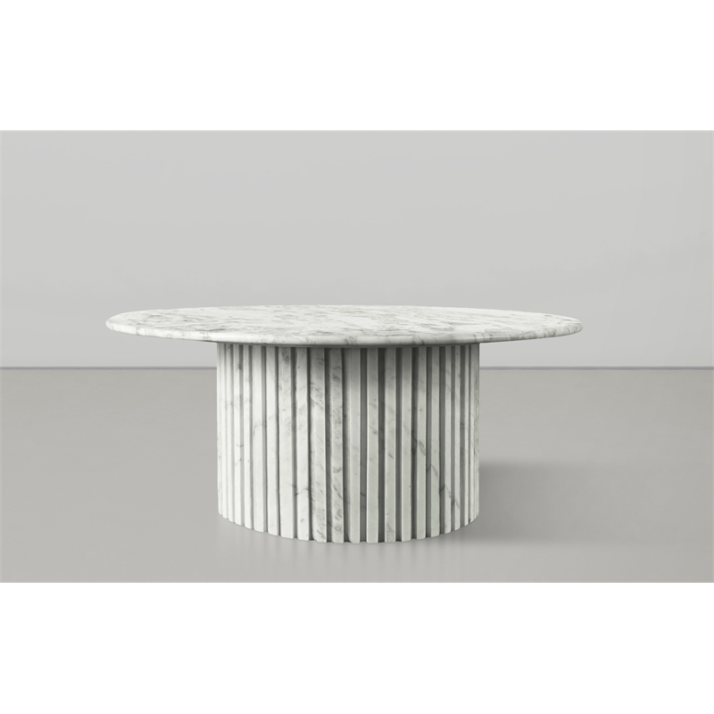 Pemberly Row Modern / Contemporary Marble White Marble Coffee Table