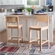 Pemberly Row Saddle Seat Counter Stools Set of Two in Unfinished Rubberwood