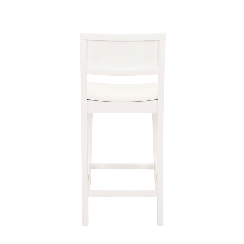 Pemberly Row Saddle Seat Counter Stools Set of Two in White Rubberwood
