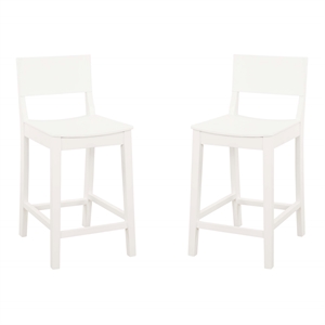 Pemberly Row Saddle Seat Counter Stools Set of Two in White Rubberwood