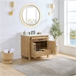 Pemberly Row Wood Vanity in Weathered Fir Calacatta White Quartz Top w/ Mirror