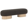 Pemberly Row Contemporary Brown Boucle Fabric Bench in Rich Natural Oak Finish