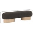 Pemberly Row Contemporary Brown Boucle Fabric Bench in Rich Natural Oak Finish