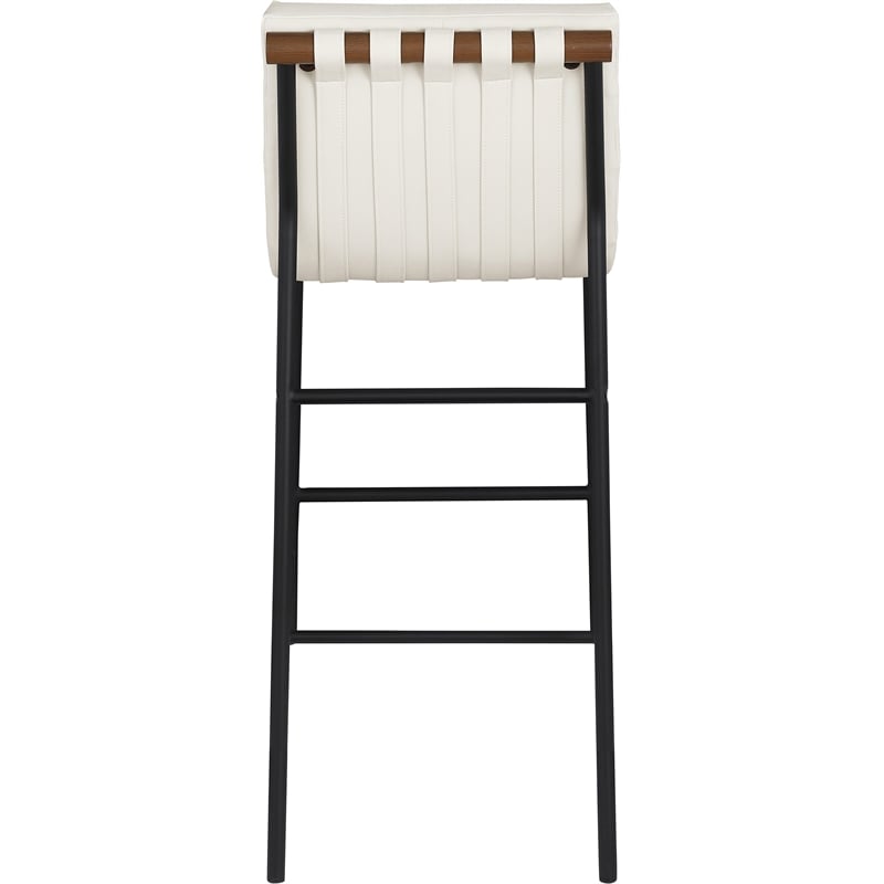 Pemberly Row Contemporary Cream Vegan Faux Leather Bar Stool